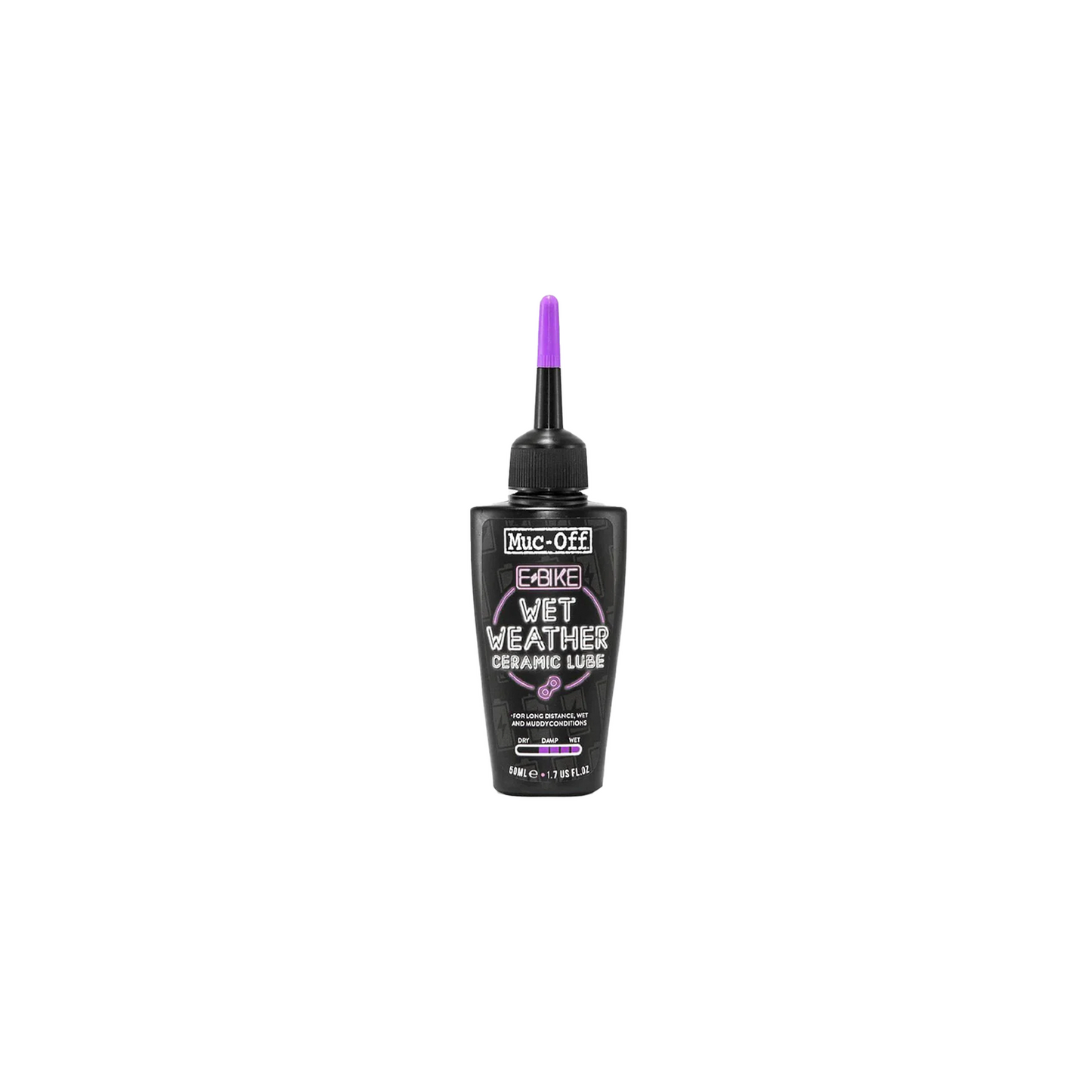 MUC-OFF EBIKE WET LUBE 50ML | completecyclist - A proprietary ceramic formulation containing integral Boron Nitride compounds for low friction in wet and harsh conditions. Formulated with our unique eBike