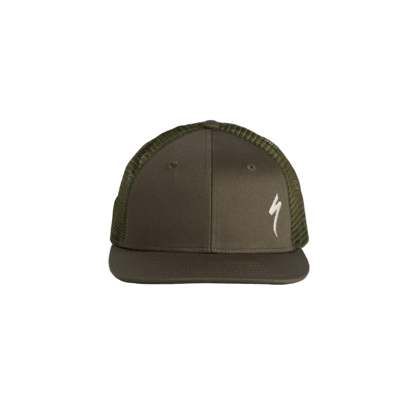 S-Logo Trucker Hat | Complete Cyclist - A perfect blend of style and function, our S-Logo Trucker Hat features a durable construction with 6-panel cotton twill front panels and a flat brim, and breathable mesh back panels. The adjustable rear snapback closure guarantees a secure and personalized fit, adapting effortlessly to your style.