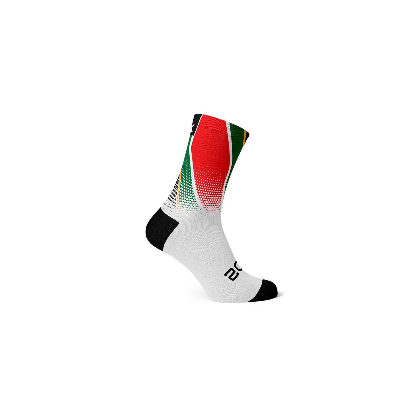 SOX South Africa Flag Socks | Complete Cyclist - The South Africa flag socks have vertical bands of red and blue of equal width separated by a central green band which splits into a "Y" shape. The "Y" embraces a black isosceles triangle from which the arms are separated by narrow yellow or gold ban Crew Cut Socks Get ready to jump, run, ride, play and be epic with Sox Footwear’s premium crew cut socks.