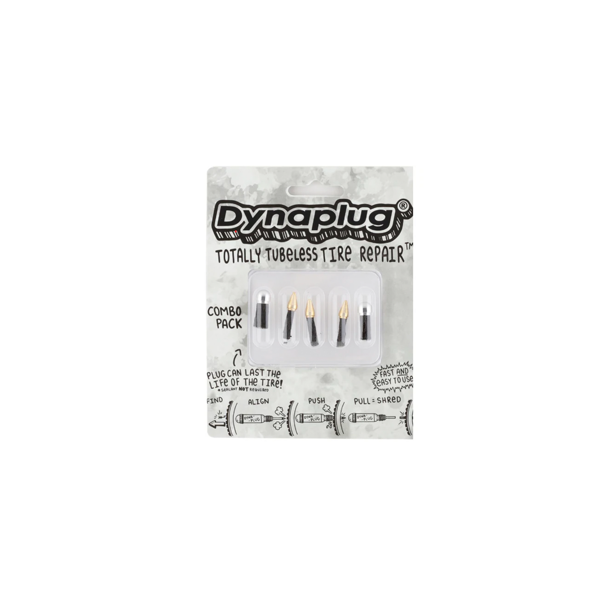 Dynaplug Refill Combo Pack | Complete Cyclist - Get twice the tubeless repair flexibility with the Dynaplug Combo Pack with 3 Soft Tip and 2 Mega Tip plugs. Dynaplug® tubeless tire repair plugs are constructed from viscoelastic rubber impregnated cord and non-abrasive brass tip. The plugs are specially designed to be inserted directly into a puncture.