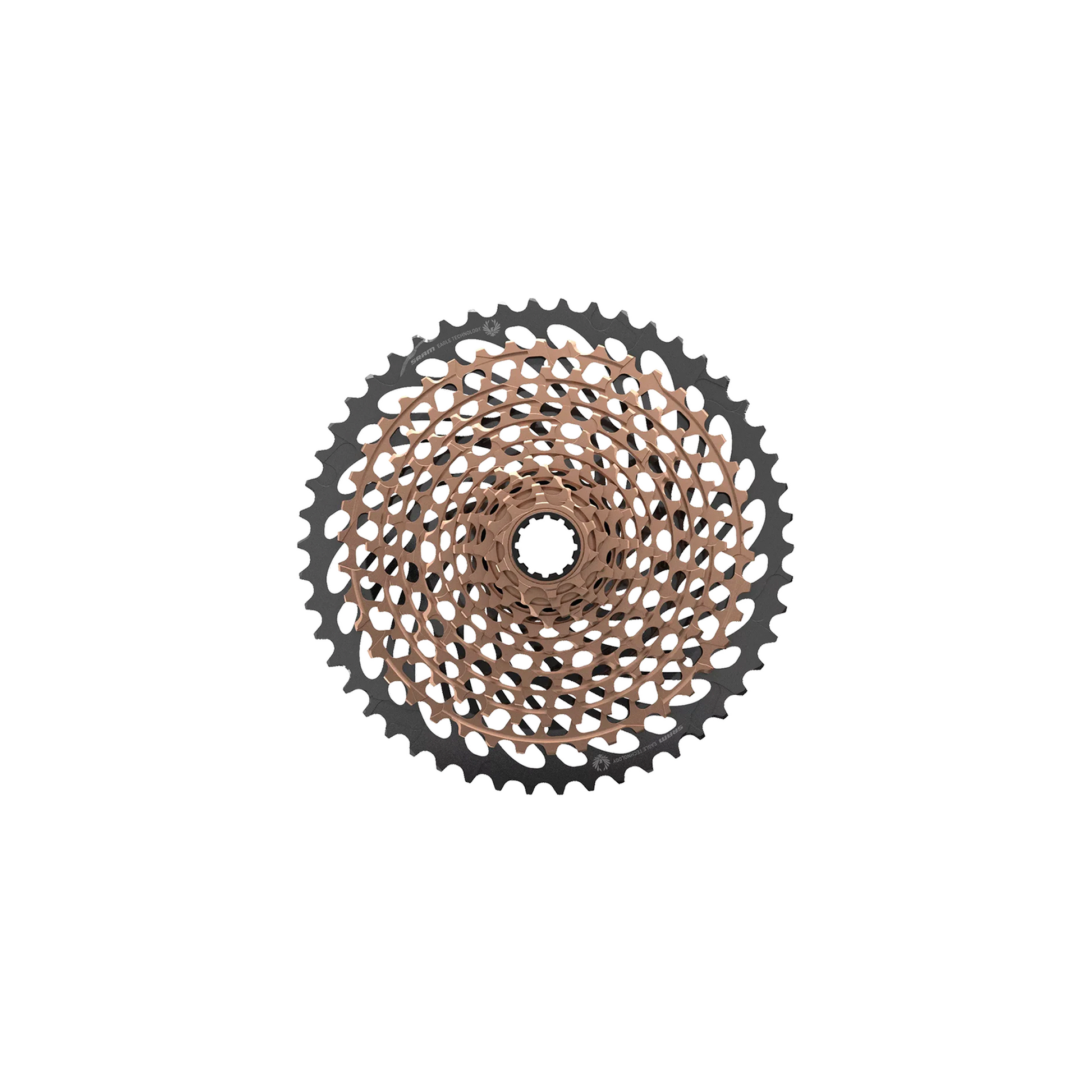 SRAM CASSETTE XG-1299 10-50 12SPD GOLD | Complete Cyclist - The X-DOME™ Eagle™ cassette has no peer. It buried the last dangling shred of an argument in favor of a mountain bike front derailleur. And now, it’s 10-50 tooth gear range has open the door for an entire ecosystem of Eagle™ groupsets. 